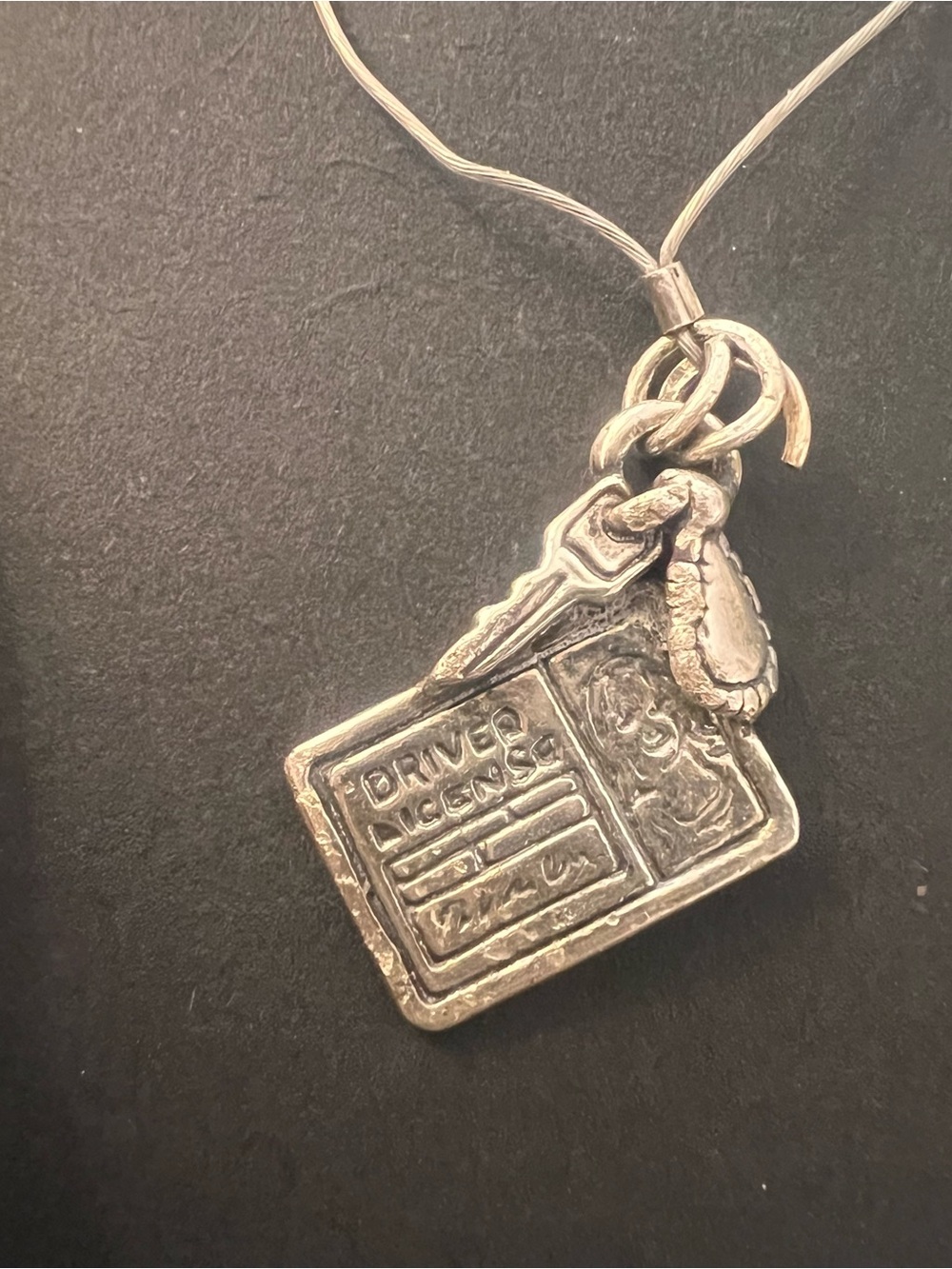 Silver Driver License Charm for necklace or bracelet - Silver